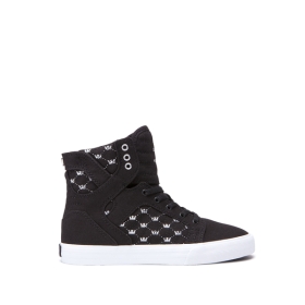 Supra SKYTOP Høye Sneakers Barn Svart/Hvite/Hvite | NO-29621